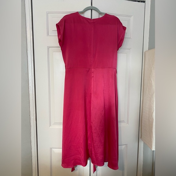 ✨Glinda🪄Satin Pink Wrap Dress - Picture 6 of 11